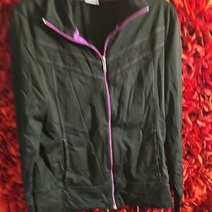 Women's Black Athletic Jacket with Purple Accents Size XLarge
